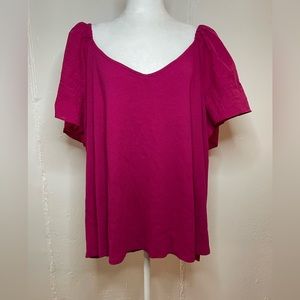 Ava & Viv Balloon Sleeve Textured Blouse Size 3X EUC